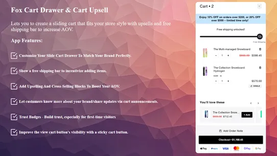 Fox Cart Drawer &amp; Cart Upsell screenshot