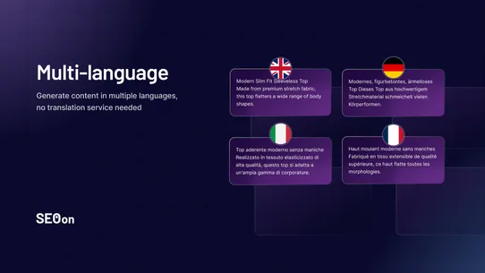 SEO On: AI Product copy screenshot