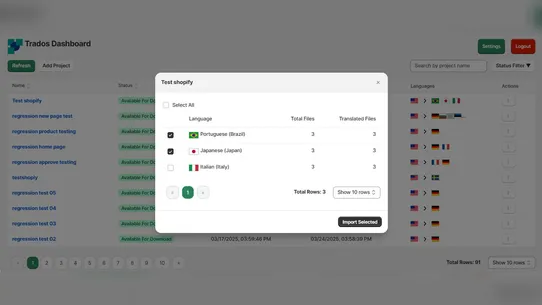 Trados Translation Connector screenshot