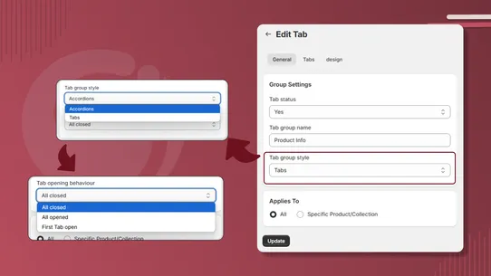 CI Product Tabs screenshot