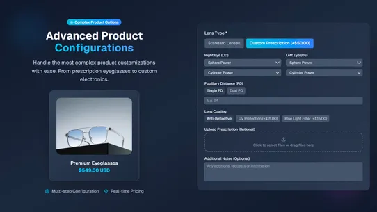 Sectionly AI Product Options screenshot