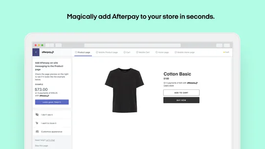 Afterpay On‑Site Messaging screenshot