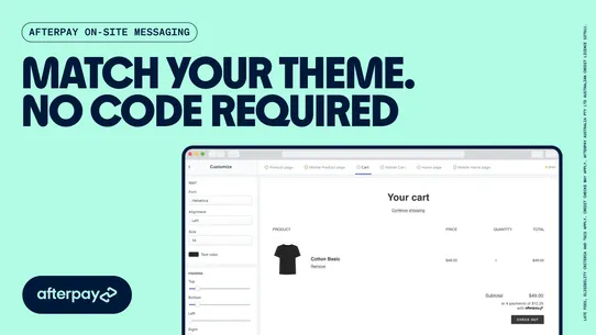 Afterpay On‑Site Messaging screenshot
