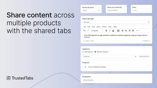 Trusted Product Tabs with AI screenshot