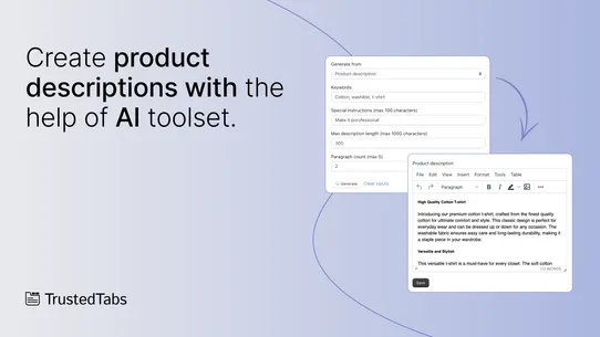 Trusted Product Tabs with AI screenshot