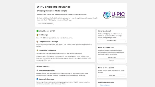 U‑PIC Shipping Insurance screenshot