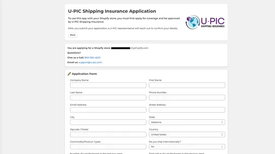U‑PIC Shipping Insurance screenshot