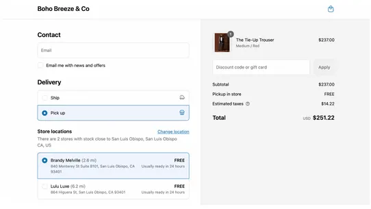Quivers In‑Store Pickup screenshot