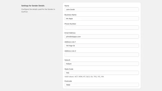 ausp.ink – AusPost exports screenshot