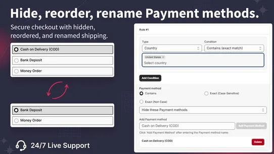DS Shipping Payment Hide/ Sort screenshot