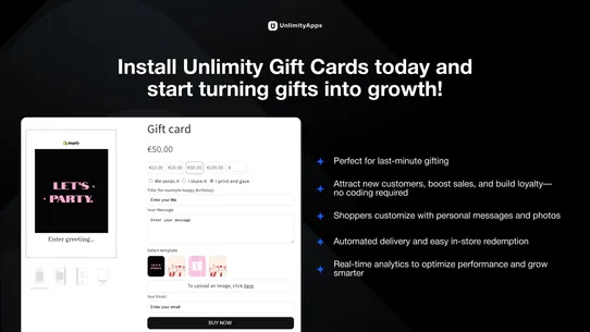 Unlimity Gift Cards screenshot