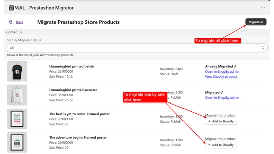 WAL ‑ Prestashop Migrator screenshot
