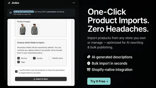 Jodax: Product Import &amp; AI screenshot