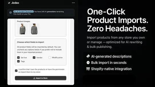 Jodax: Product Import &amp; AI screenshot