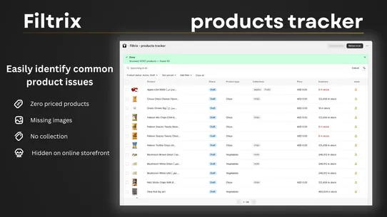 Filtrix ‑ products tracker screenshot