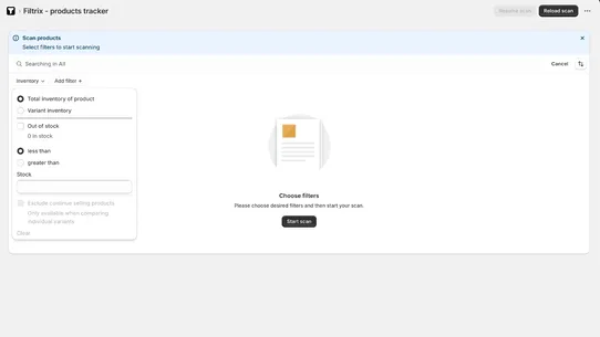 Filtrix ‑ products tracker screenshot