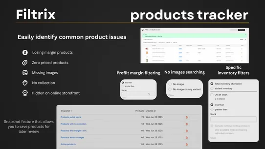 Filtrix ‑ products tracker screenshot