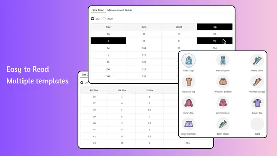 Pify Size Charts &amp; Size Guides screenshot