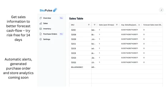 SkuPulse Inventory Forecasting screenshot
