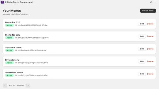 Infinite Menu Breadcrumb screenshot