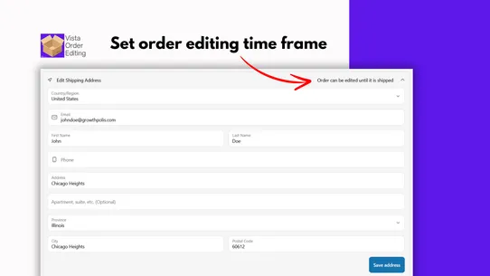 Vista Order Editing screenshot