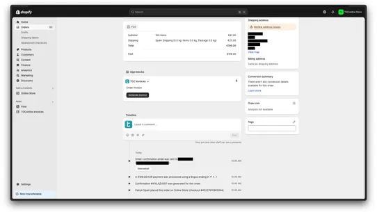 TOConline Invoices screenshot