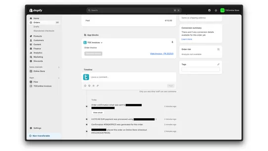 TOConline Invoices screenshot