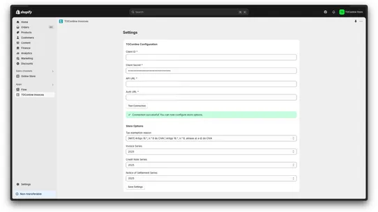 TOConline Invoices screenshot