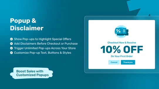 Popup and Disclaimer screenshot