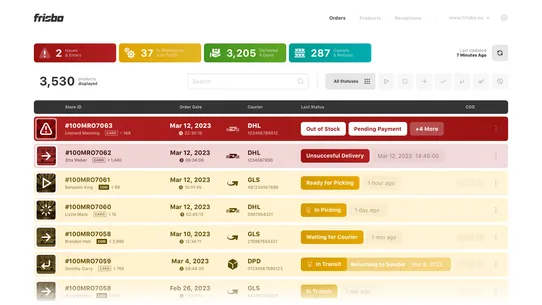Frisbo eFulfillment screenshot