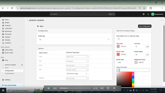 Vennzo Color Swatches Variants screenshot