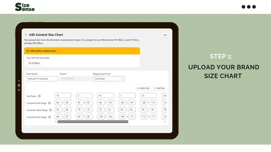 SizeSense Recommender &amp; Charts screenshot