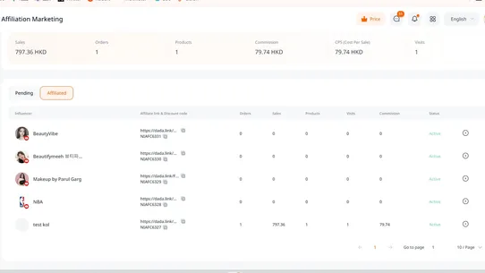 NoxInfluencer Affiliate screenshot