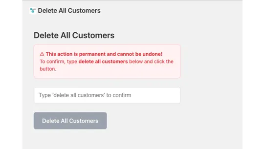 Delete All Customers screenshot
