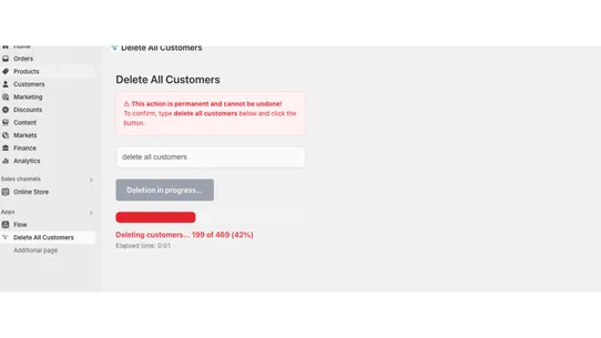 Delete All Customers screenshot