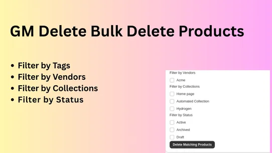 GM Delete Bulk Delete Products screenshot