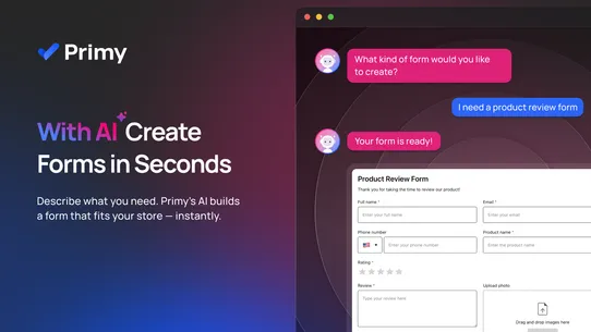 Primy AI Form Builder screenshot