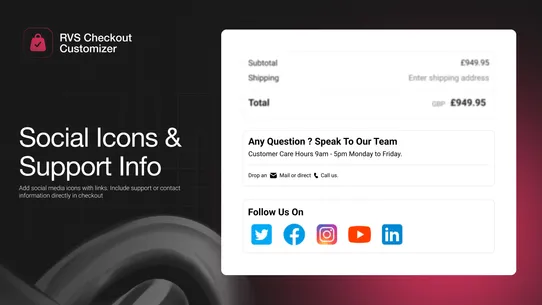 RVS Checkout Customizer screenshot