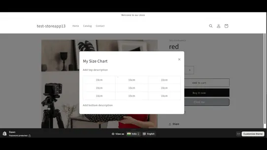 Ecom SizeChart screenshot