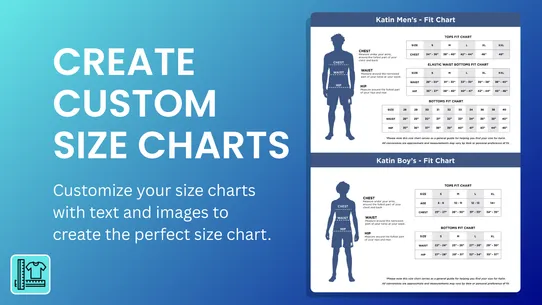 Ecom Size chart and Size Guide screenshot