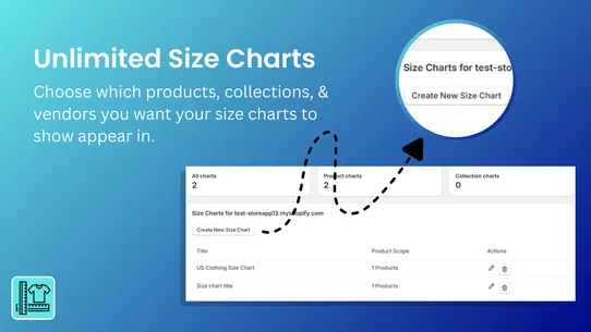 Ecom Size chart and Size Guide screenshot