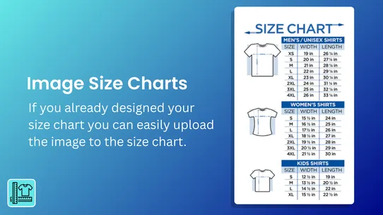 Ecom Size chart and Size Guide screenshot