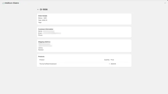 IVR Order Confirmation screenshot