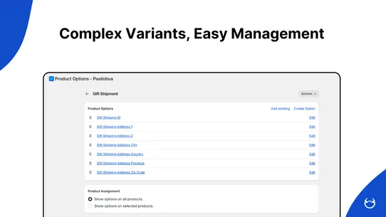 Product Options ‑ Pasilobus screenshot