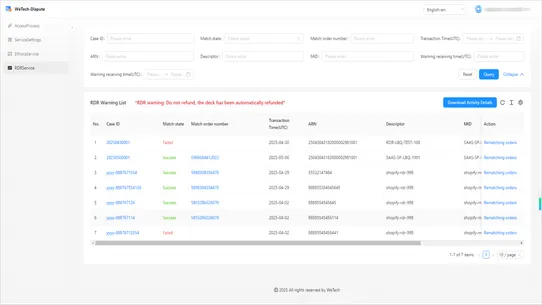 WeTech‑Dispute screenshot