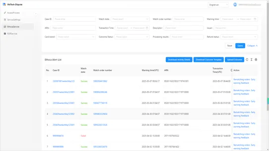 WeTech‑Dispute screenshot