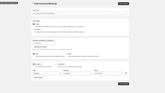 MPH Checkout extensions screenshot