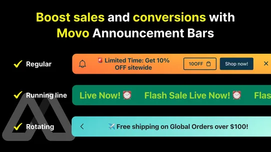 Movo AI Announcement Bar screenshot