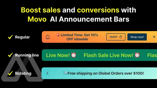 Movo AI Announcement Bar screenshot