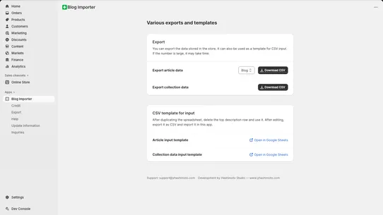 Blog Importer screenshot